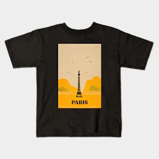 Paris Retro Travel Kids T-Shirt